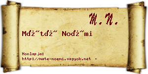 Máté Noémi névjegykártya